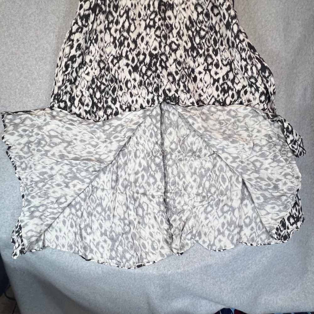 Anthropologie Midi Dress Women XS Black White Animal Print Strappy Boho Slit - Picture 6 of 12